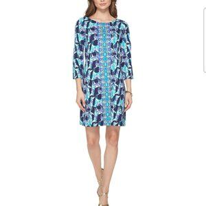 Lilly Pulitzer Alpaca My Bags Bay Dress XXS Blue 3/4 Sleeves 100% Pima Cotton